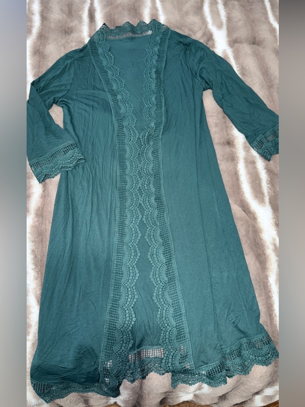 Women's Teal Lace-Trim Long cover greenish more than teal